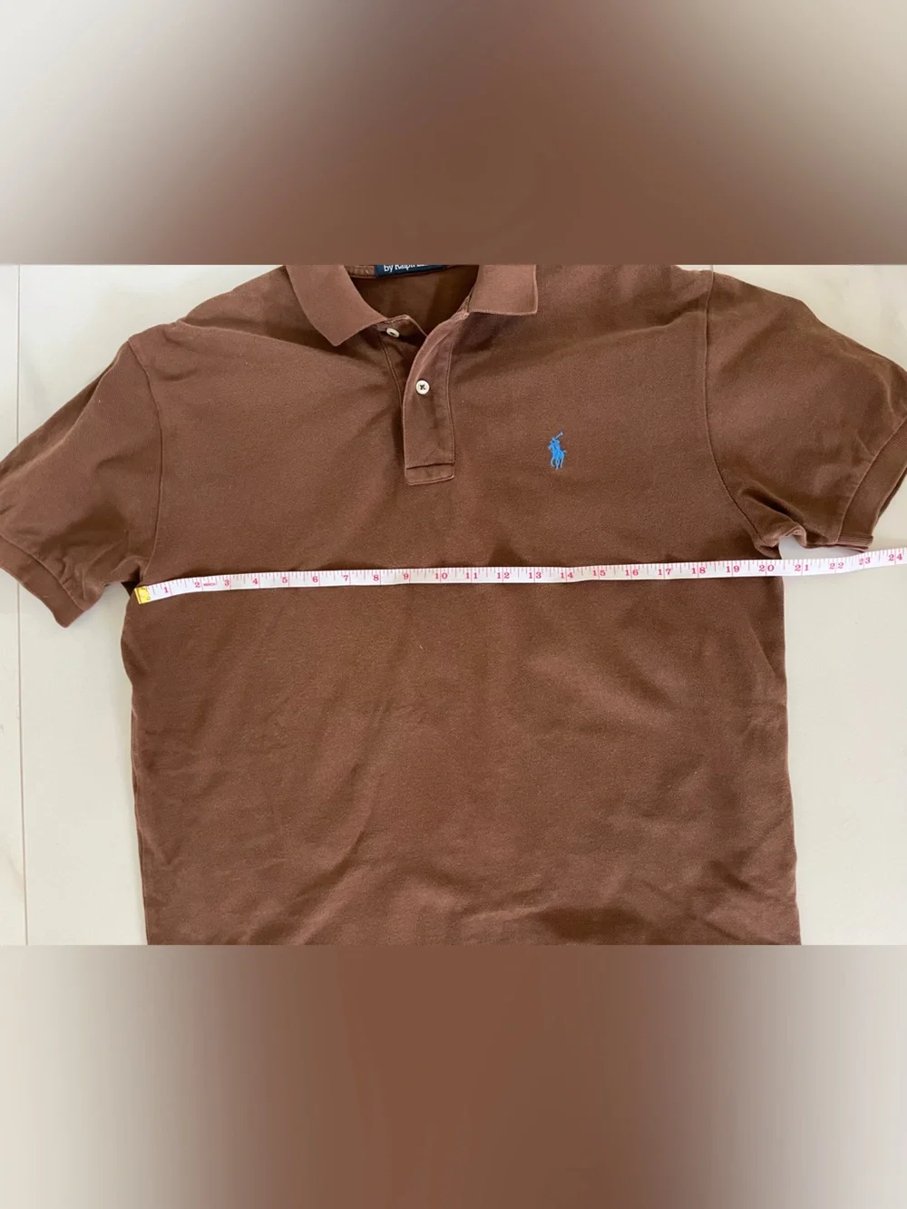 Vintage Ralph Lauren Brown Polo with Blue Pony Embroidery M